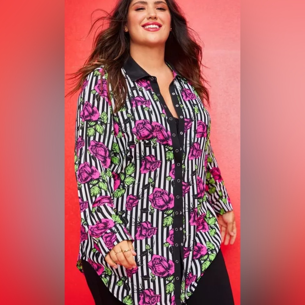 Torrid X Betsey Johnson Tunic Blouse - Georgette Floral Stripe